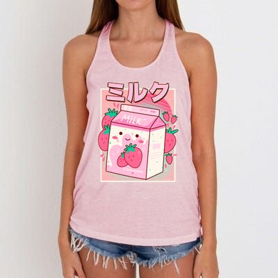 Cute Kawaii Japanese Strawberry Milk Women's Knotted Racerback Tank