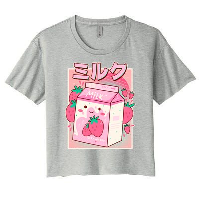 Cute Kawaii Japanese Strawberry Milk Women's Crop Top Tee