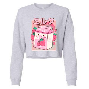 Cute Kawaii Japanese Strawberry Milk Cropped Pullover Crew