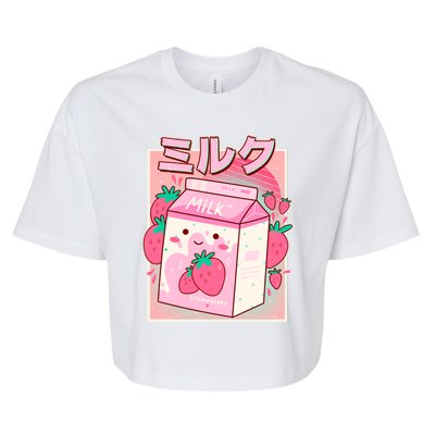 Cute Kawaii Japanese Strawberry Milk Bella+Canvas Jersey Crop Tee