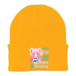 Cute Kawaii Just a Girl Who Loves Anime and Sketching Knit Cap Winter Beanie