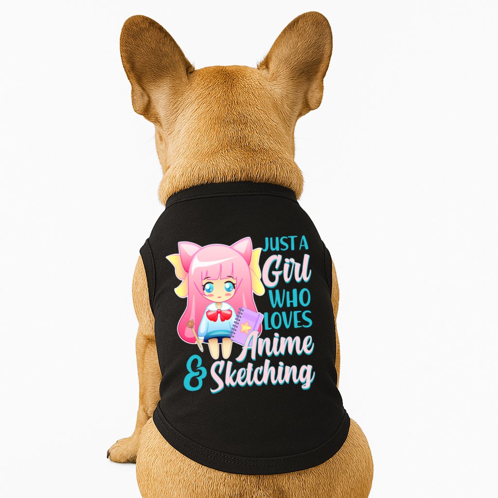 Cute Kawaii Just a Girl Who Loves Anime and Sketching Doggie Tank