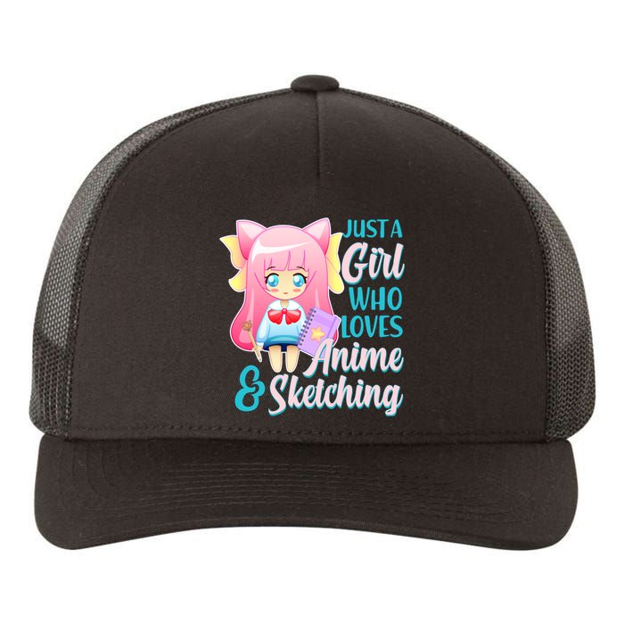 Cute Kawaii Just a Girl Who Loves Anime and Sketching Yupoong Adult 5-Panel Trucker Hat