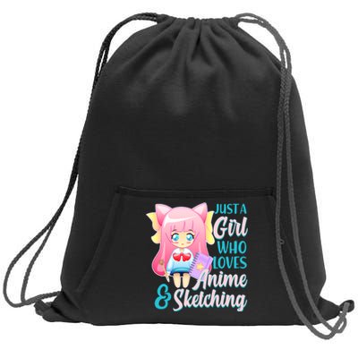 Cute Kawaii Just a Girl Who Loves Anime and Sketching Sweatshirt Cinch Pack Bag