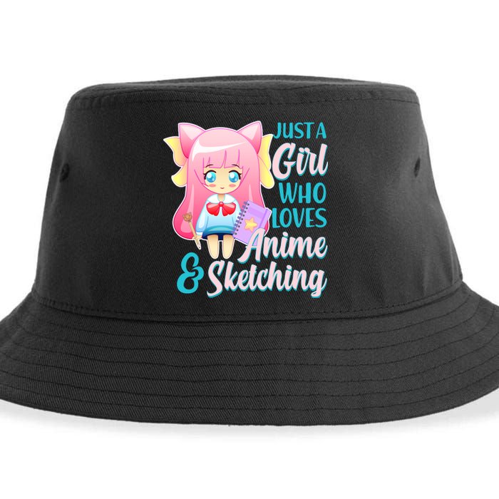 Cute Kawaii Just a Girl Who Loves Anime and Sketching Sustainable Bucket Hat