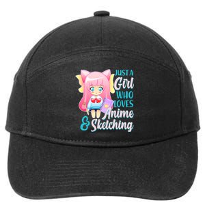 Cute Kawaii Just a Girl Who Loves Anime and Sketching 7-Panel Snapback Hat