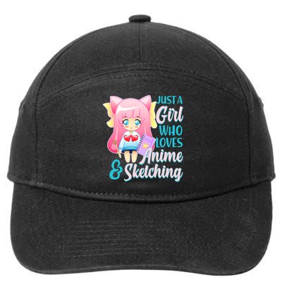 Cute Kawaii Just a Girl Who Loves Anime and Sketching 7-Panel Snapback Hat