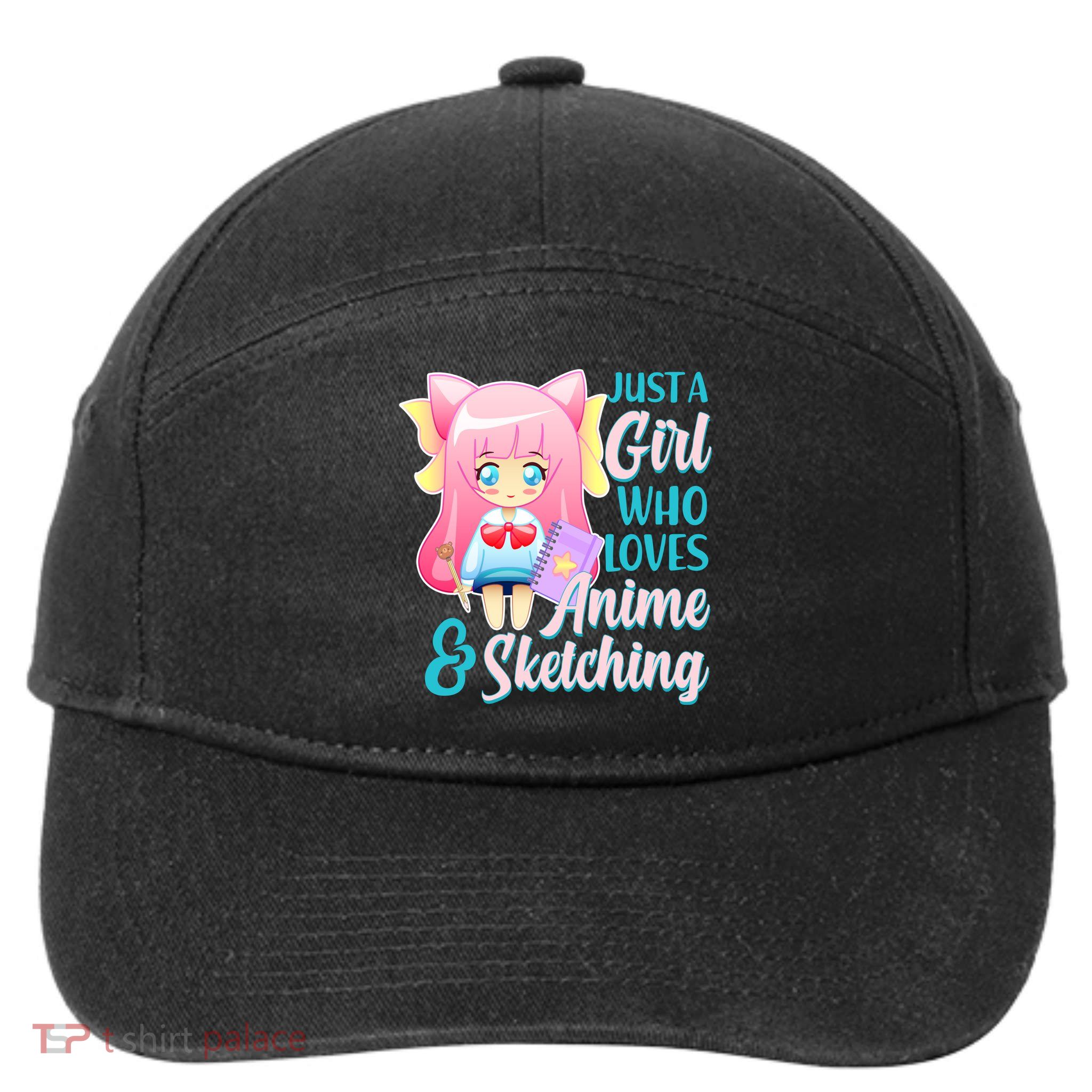 Cute Kawaii Just a Girl Who Loves Anime and Sketching 7-Panel Snapback Hat