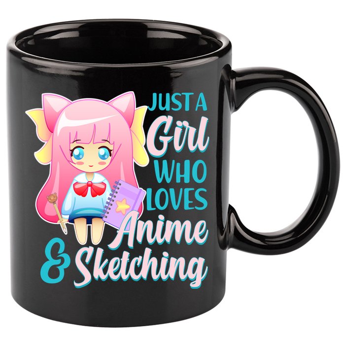 Cute Kawaii Just a Girl Who Loves Anime and Sketching 11oz C Handle Ceramic Mug
