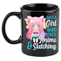 Cute Kawaii Just a Girl Who Loves Anime and Sketching 11oz C Handle Ceramic Mug