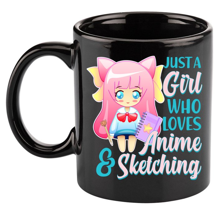 Cute Kawaii Just a Girl Who Loves Anime and Sketching 11oz C Handle Ceramic Mug