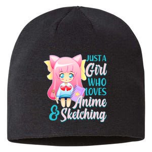 Cute Kawaii Just a Girl Who Loves Anime and Sketching Sustainable Beanie