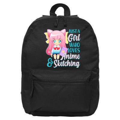 Cute Kawaii Just a Girl Who Loves Anime and Sketching 16 in Basic Backpack