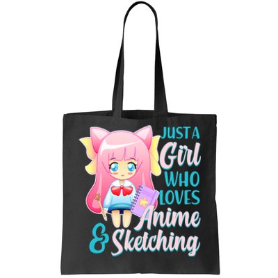 Cute Kawaii Just a Girl Who Loves Anime and Sketching Tote Bag