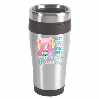 Cute Kawaii Just a Girl Who Loves Anime and Sketching 16oz Travel Tumbler