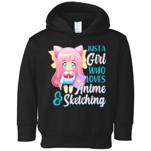 Cute Kawaii Just a Girl Who Loves Anime and Sketching Toddler Hoodie