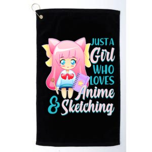 Cute Kawaii Just a Girl Who Loves Anime and Sketching Platinum Collection Golf Towel