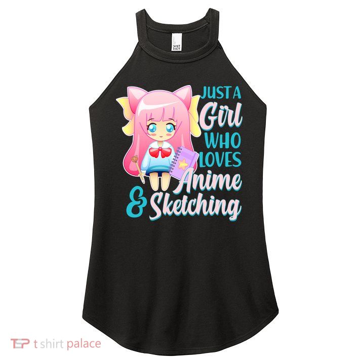 Cute Kawaii Just a Girl Who Loves Anime and Sketching Women's Perfect Tri Rocker Tank