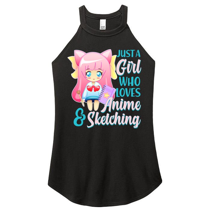 Cute Kawaii Just a Girl Who Loves Anime and Sketching Women's Perfect Tri Rocker Tank