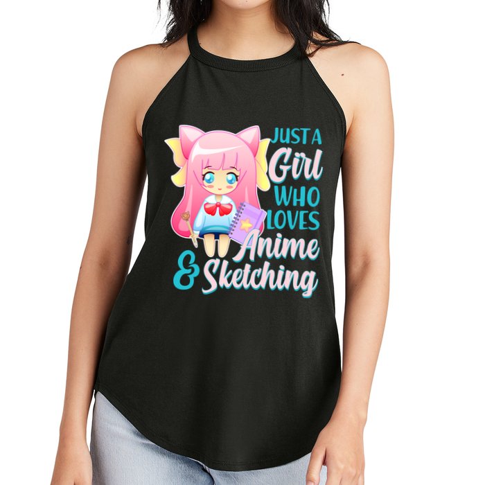 Cute Kawaii Just a Girl Who Loves Anime and Sketching Women's Perfect Tri Rocker Tank