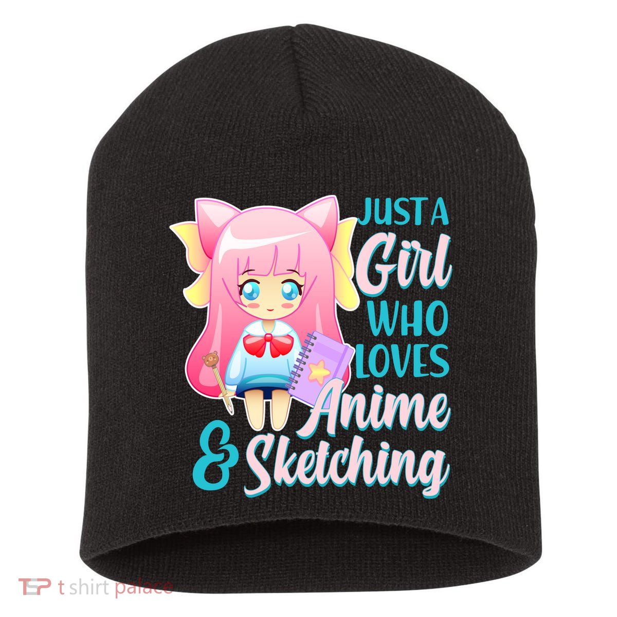 Cute Kawaii Just a Girl Who Loves Anime and Sketching Short Acrylic Beanie