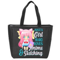 Cute Kawaii Just a Girl Who Loves Anime and Sketching Zip Tote Bag