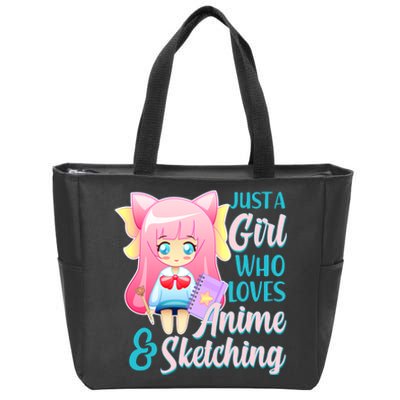 Cute Kawaii Just a Girl Who Loves Anime and Sketching Zip Tote Bag