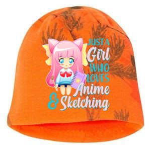 Cute Kawaii Just a Girl Who Loves Anime and Sketching Kati - Camo Knit Beanie