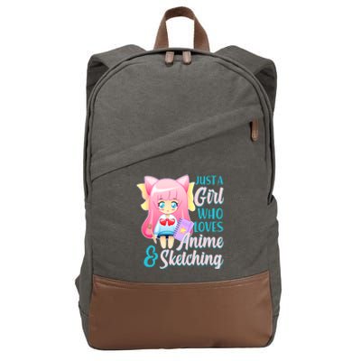 Cute Kawaii Just a Girl Who Loves Anime and Sketching Cotton Canvas Backpack