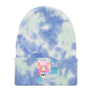 Cute Kawaii Just a Girl Who Loves Anime and Sketching Tie Dye 12in Knit Beanie