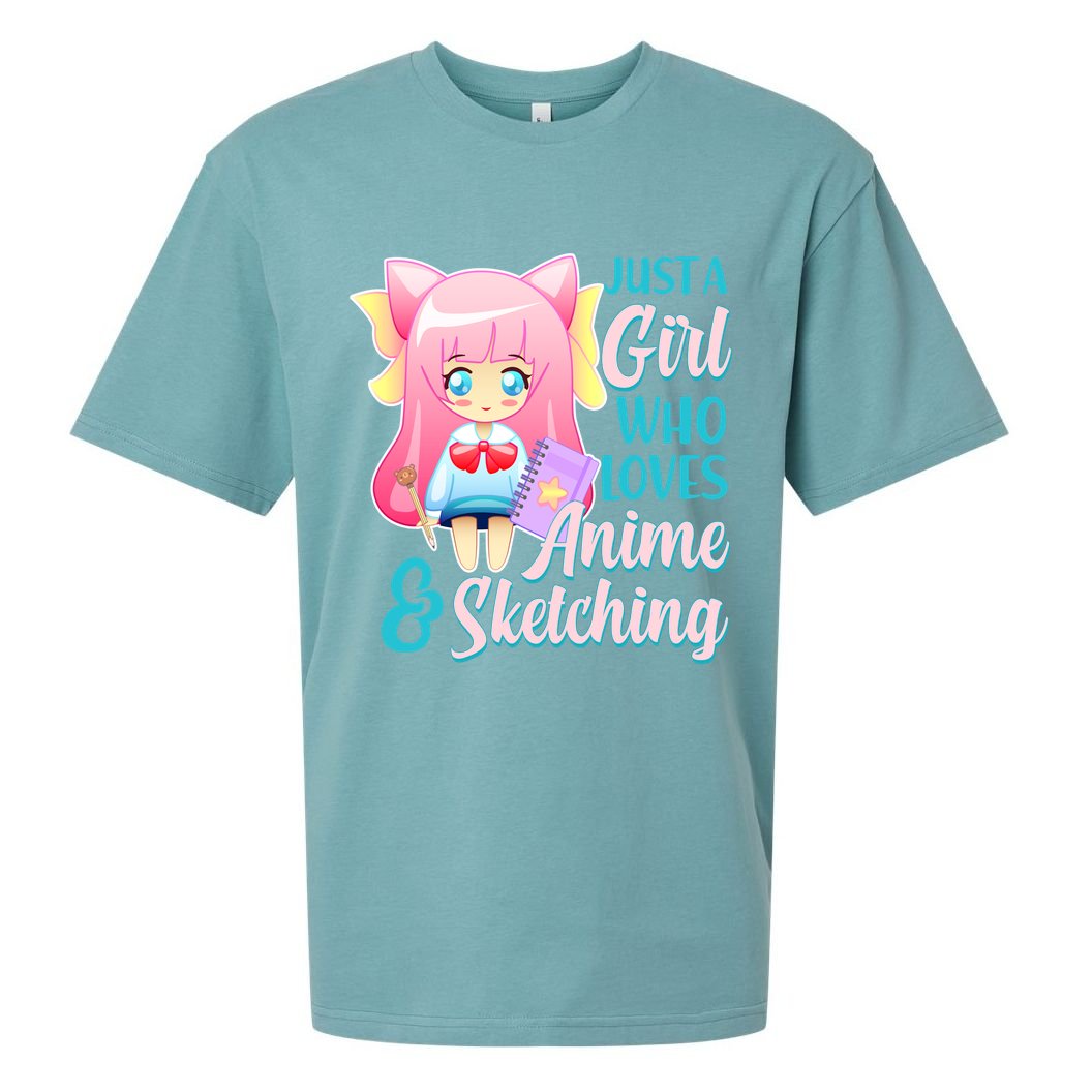 Cute Kawaii Just a Girl Who Loves Anime and Sketching Sueded Cloud Jersey T-Shirt
