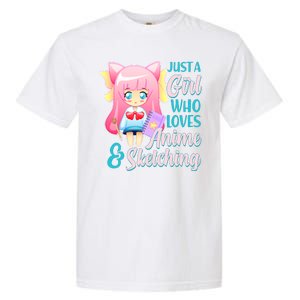 Cute Kawaii Just a Girl Who Loves Anime and Sketching Garment-Dyed Heavyweight T-Shirt