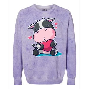 Cute Kawii Cow Hearts Colorblast Crewneck Sweatshirt