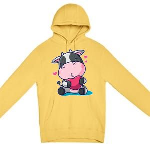 Cute Kawii Cow Hearts Premium Pullover Hoodie