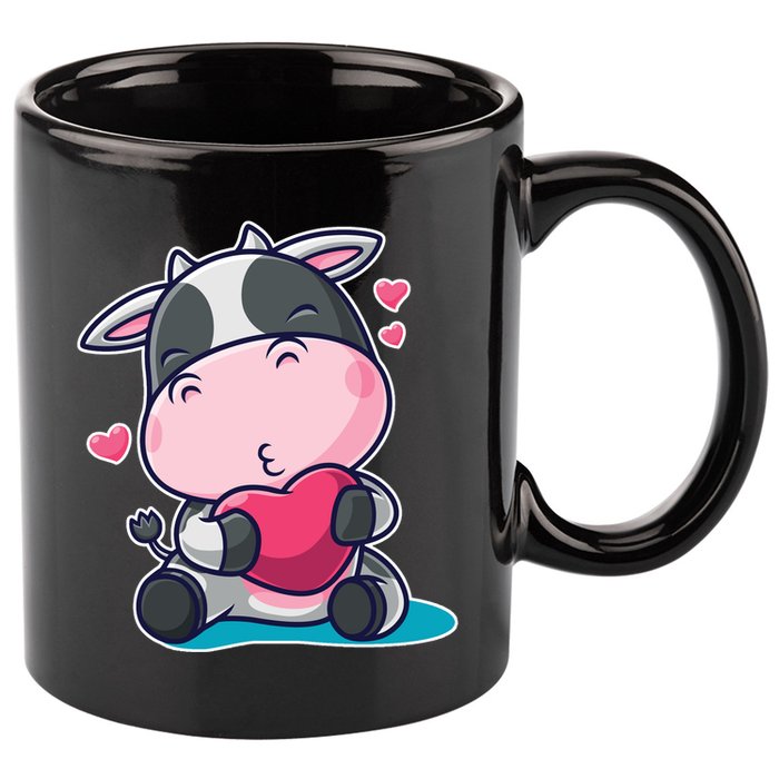 Cute Kawii Cow Hearts 11oz C Handle Ceramic Mug