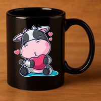 Cute Kawii Cow Hearts 11oz C Handle Ceramic Mug
