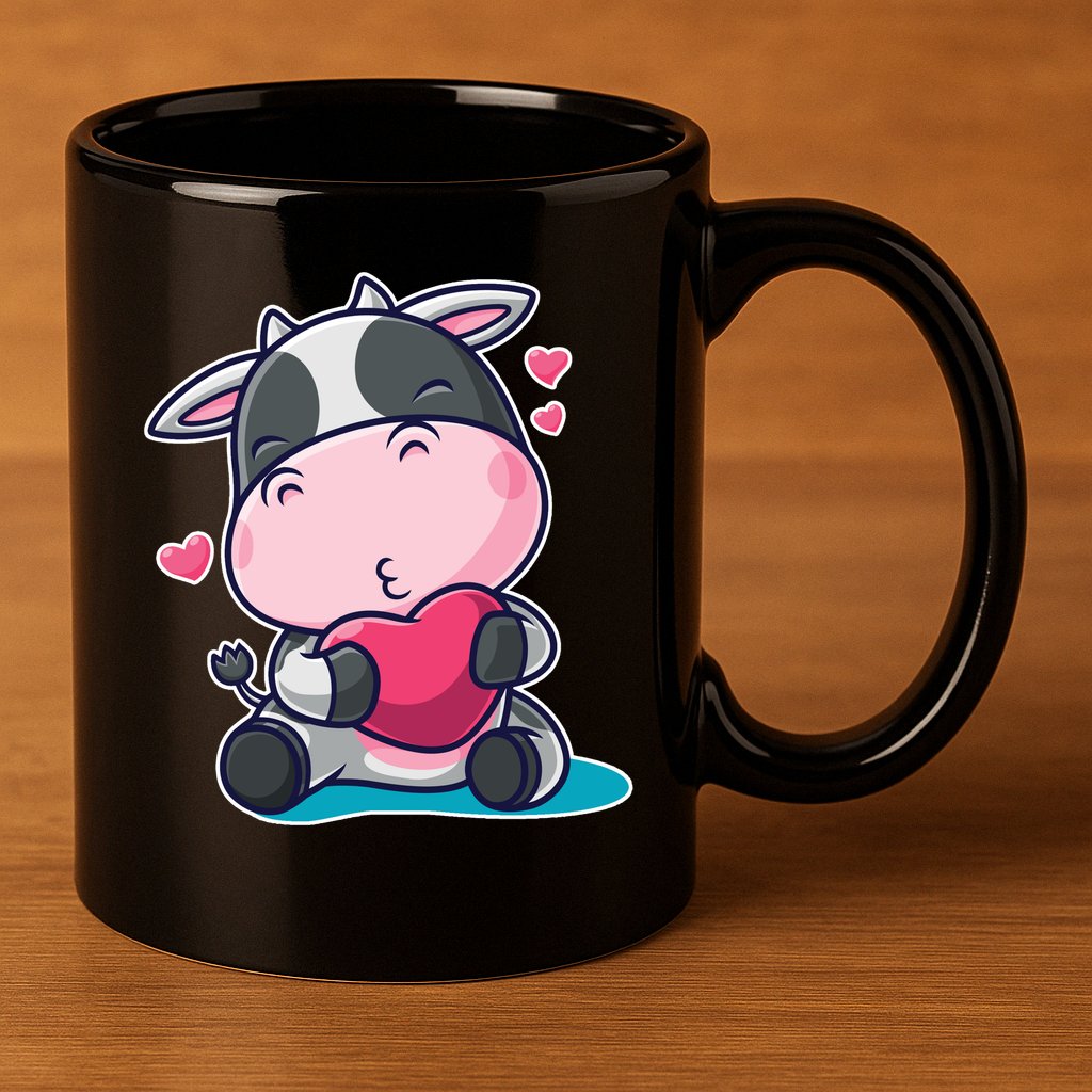 Cute Kawii Cow Hearts 11oz C Handle Ceramic Mug