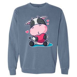 Cute Kawii Cow Hearts Garment-Dyed Sweatshirt