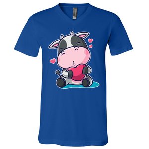 Cute Kawii Cow Hearts V-Neck T-Shirt