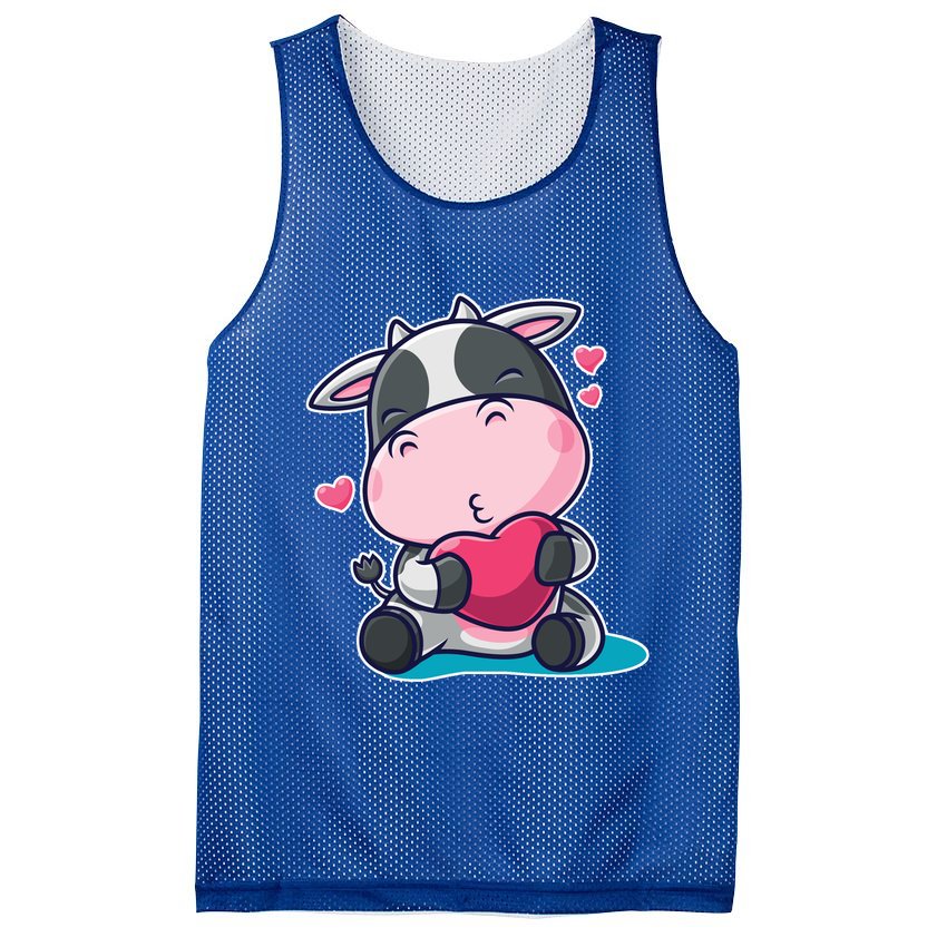 Cute Kawii Cow Hearts Mesh Reversible Basketball Jersey Tank