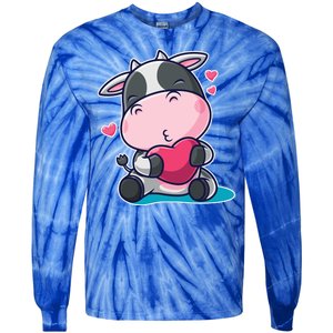 Cute Kawii Cow Hearts Tie-Dye Long Sleeve Shirt