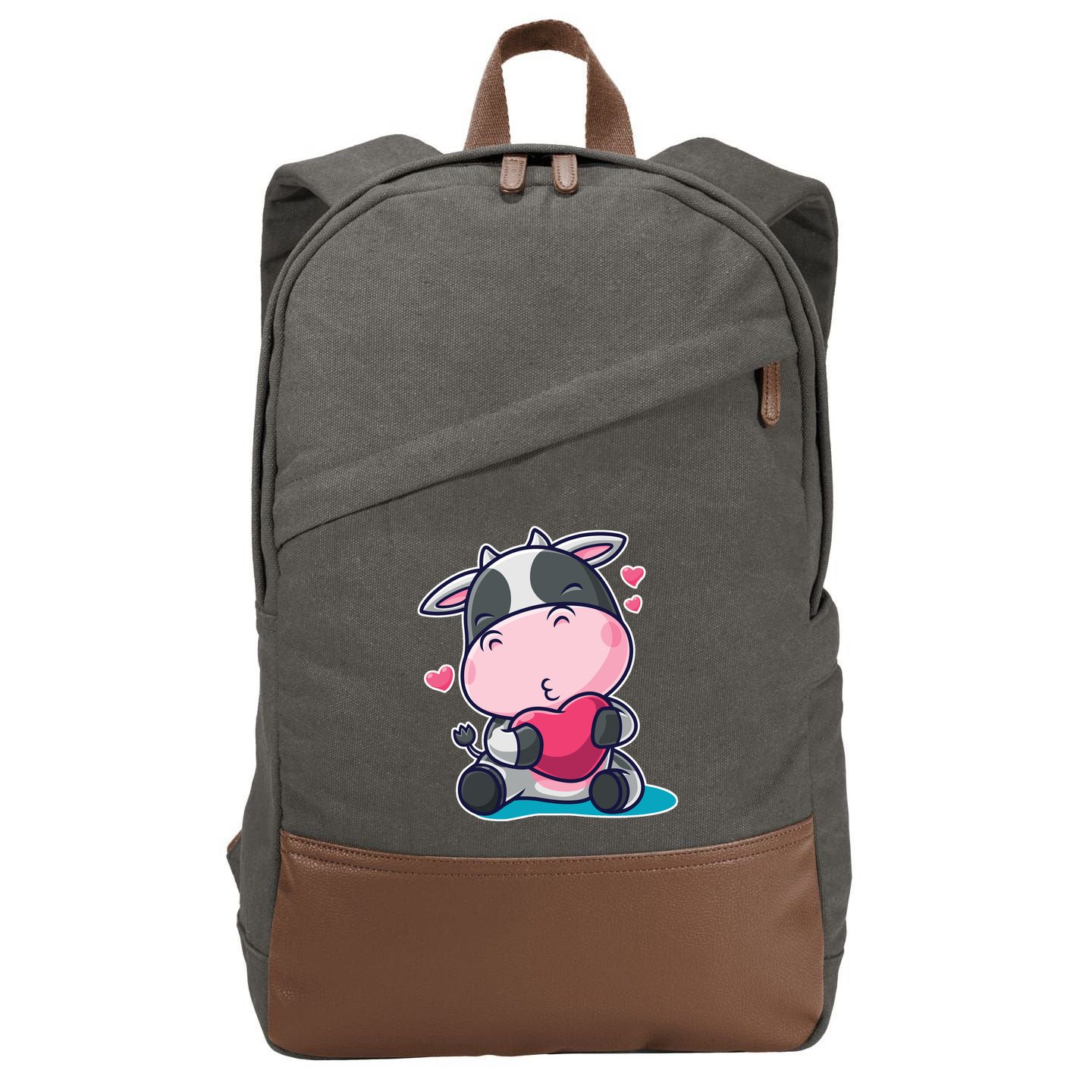 Cute Kawii Cow Hearts Cotton Canvas Backpack