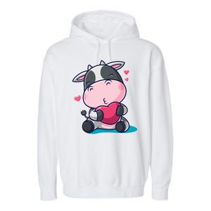 Cute Kawii Cow Hearts Garment-Dyed Fleece Hoodie