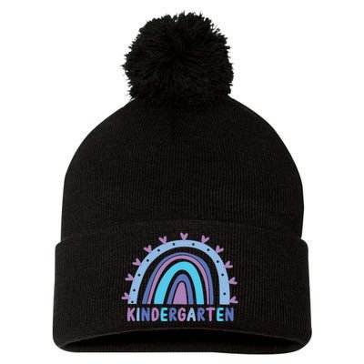 Cute Kindergarten Rainbow Pom Pom 12in Knit Beanie