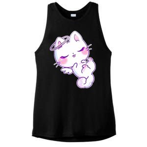 Cute Kitten Angel Ladies PosiCharge Tri-Blend Wicking Tank