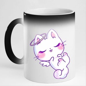 Cute Kitten Angel 11oz Black Color Changing Mug