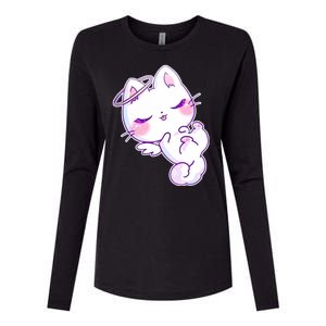 Cute Kitten Angel Womens Cotton Relaxed Long Sleeve T-Shirt