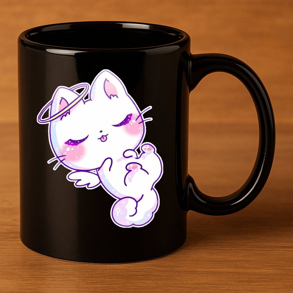 Cute Kitten Angel 11oz C Handle Ceramic Mug