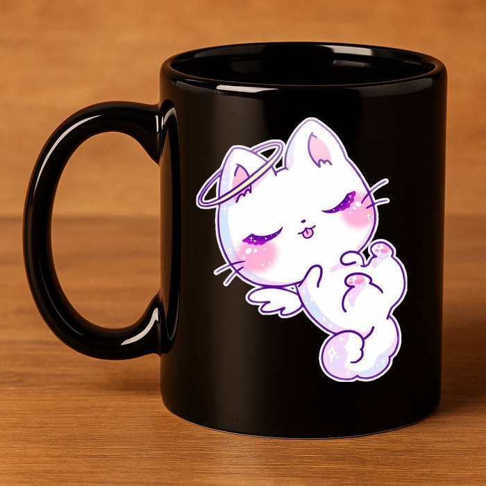Cute Kitten Angel 11oz C Handle Ceramic Mug