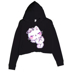 Cute Kitten Angel Crop Fleece Hoodie